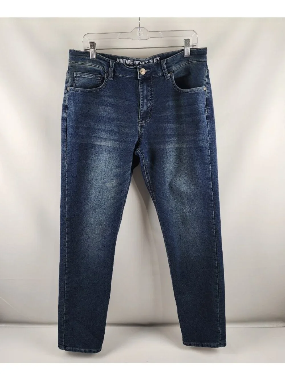 Vintage Genes Black Jeans Mens 36x30 Blue Slim Fit Denim